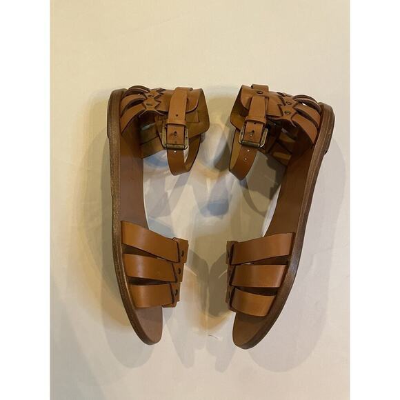 Ralph Lauren Collection Purple Label Flats Sandals 7 37 Italy Tan Gold Gladiator - Picture 3 of 6